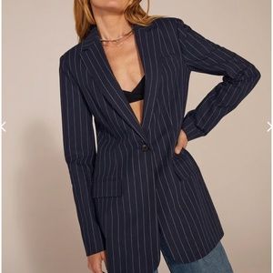 Favorite Daughter Break-Up Blazer in Navy Pinstripe (Small)
